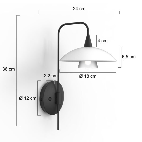 Steinhauer Tallerken wandlamp - incl. G9 lichtbron - 36 cm hoog - glazen schotel - zwart - Image 6