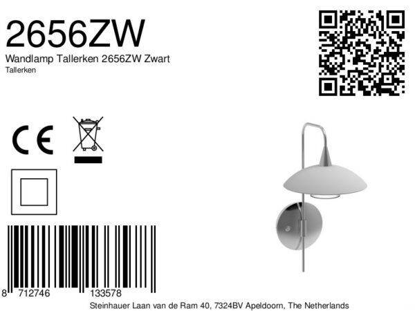 Steinhauer Tallerken wandlamp - incl. G9 lichtbron - 36 cm hoog - glazen schotel - zwart - Image 7