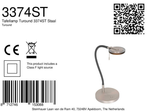 Steinhauer Turound tafellamp – In hoogte verstelbaar – Ingebouwd (LED) – staal en transparant - Image 7
