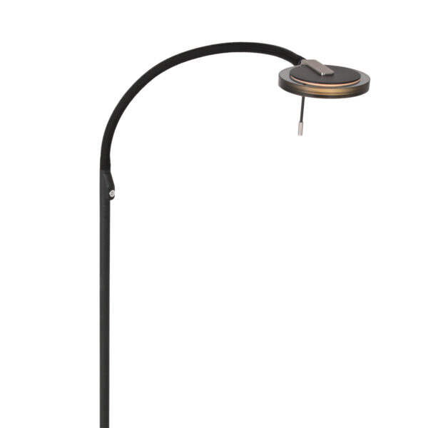 Steinhauer Turound staande lamp - leeslamp - buigbare leesarm - incl. LED - dimmer - zwart met zwart glas - Afbeelding 8