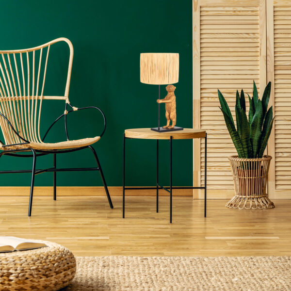 Tafellap met beer en rotan lampenkap Anne Light & Home Animaux - Image 2