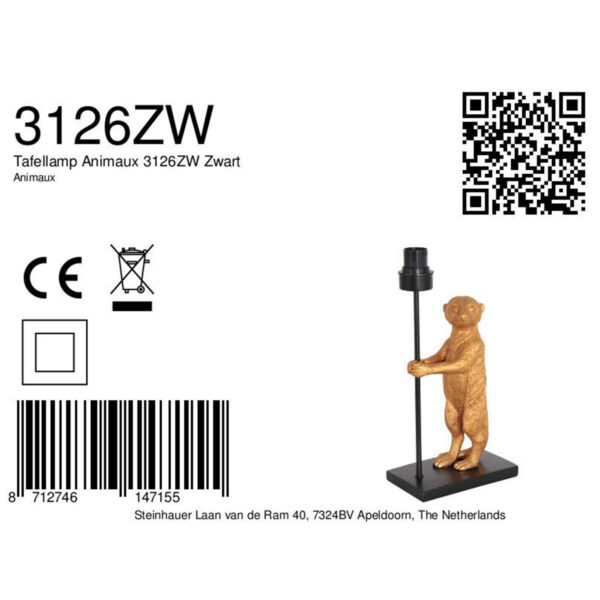 Lampenvoet gouden stokstaartje Anne Light & Home Animaux - Image 6