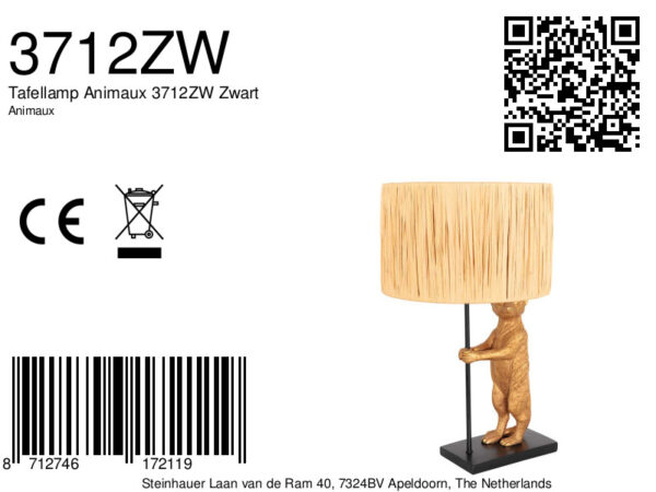 Tafellap met beer en rotan lampenkap Anne Light & Home Animaux - Image 7