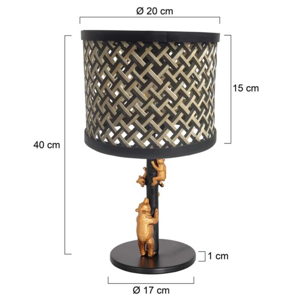 Zwarte tafellamp met gouden beer en rieten kap Anne Light & Home Animaux - Image 5