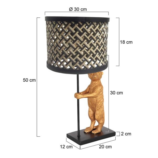 Zwarte tafellamp met gouden stokstaart Anne Light & Home Animaux - Image 5