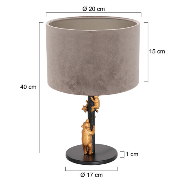 Beren tafellamp met velvet kap Anne Light & Home Animaux - Image 5