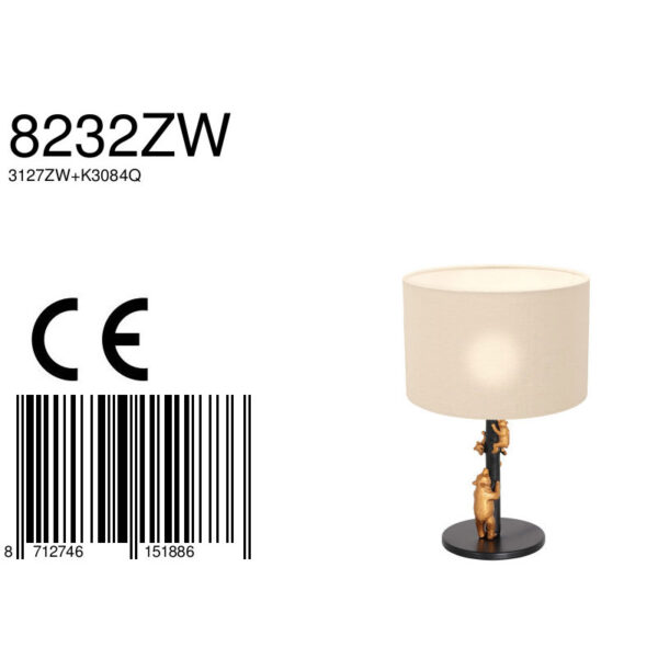 Trendy zwarte metalen tafellamp Anne Light & Home Animaux - Image 6