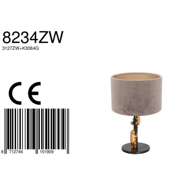 Beren tafellamp met velvet kap Anne Light & Home Animaux - Image 6