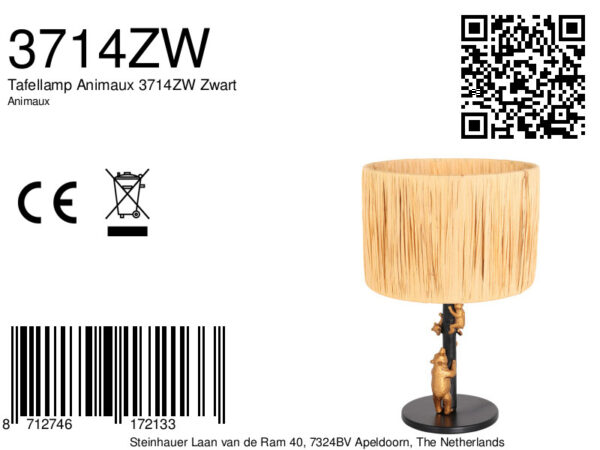 Zwarte tafellamp met dierendetails Anne Light & Home Animaux - Image 7