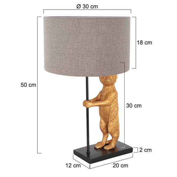 Zwart met gouden stokstaartlamp Anne Light & Home Animaux - Image 5