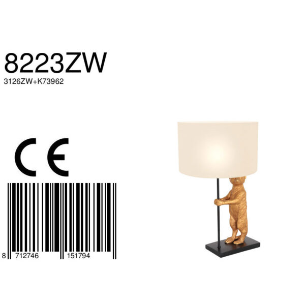 Zwart met gouden stokstaartlamp Anne Light & Home Animaux - Image 6