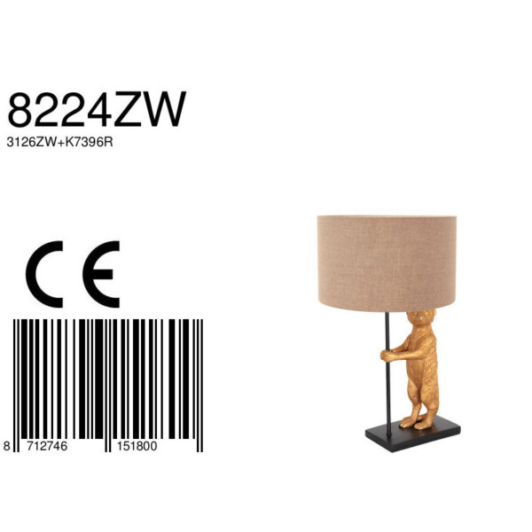 Zwart met gouden stokstaartlamp Anne Light & Home Animaux - Image 6