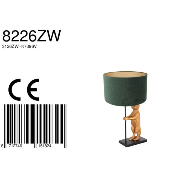Stokstaart tafellamp met velvet kap Anne Light & Home Animaux - Image 6