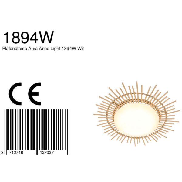 Bamboe plafondlamp zon LED Anne Light & Home Aura - Image 6