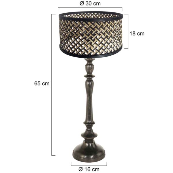 Hoge glanzende tafellamp met rieten kap Anne Light & Home Bois - Image 6
