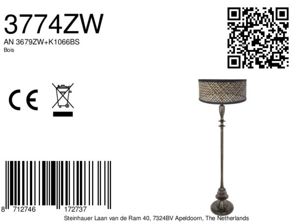 Glanzende vloerlamp met rieten kap Anne Light & Home Bois - Image 6
