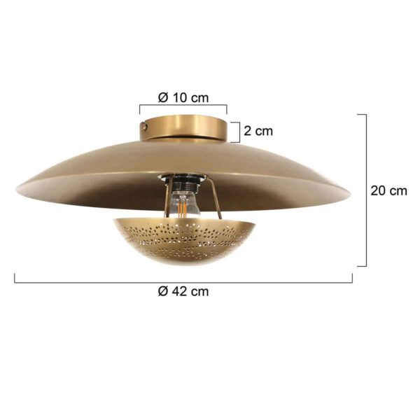 Vintage ronde gouden plafondlamp Anne Light & Home Brassi - Image 5
