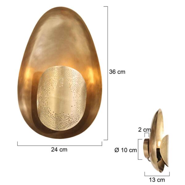 Retro eivormige gouden wandlamp Anne Light & Home Brassi - Image 7