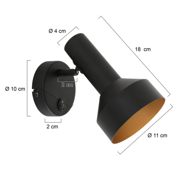 Wandspot zwart met gouden binnenzijde Anne Light & Home Bundle - Image 6