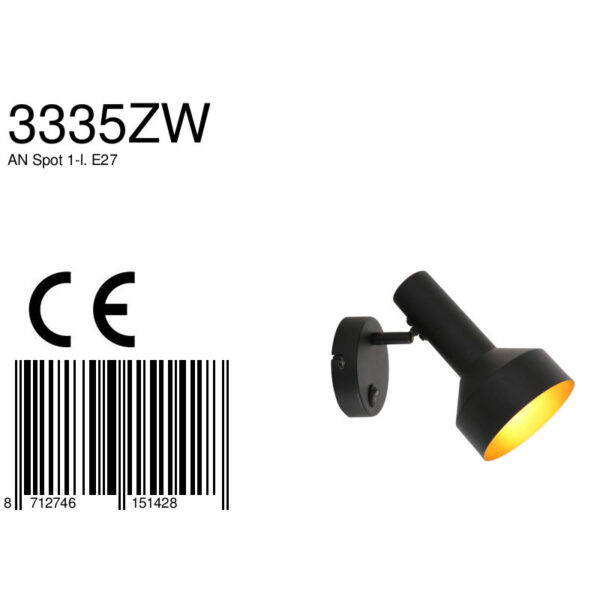 Wandspot zwart met gouden binnenzijde Anne Light & Home Bundle - Image 7