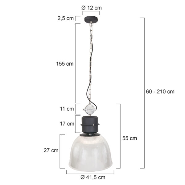 Industriële zwarte metalen hanglamp Anne Light & Home Clearvoyant - Image 6