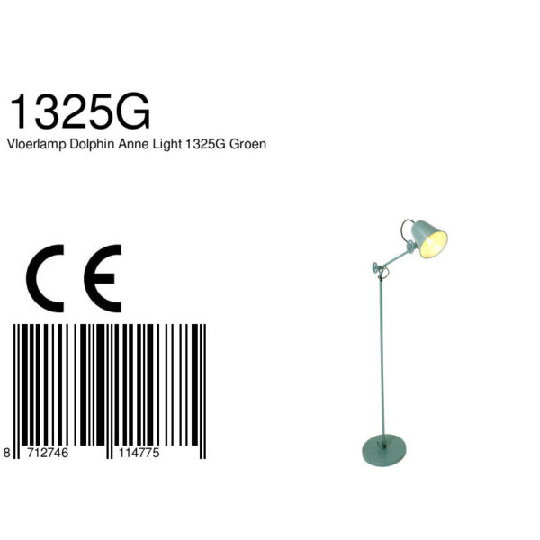Anne Lighting Dolphin staande leeslamp - industrieel - 160 cm hoog - verstelbaar - mintgroen - Afbeelding 8