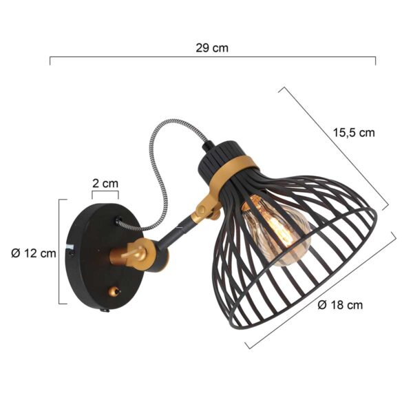 Draad wandlamp met schakelaar Anne Light & Home Dunbar - Image 5