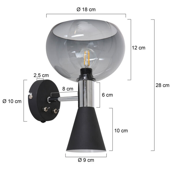 Retro zwarte kunststof metalen Anne Light & Home Fastlåst - Image 6