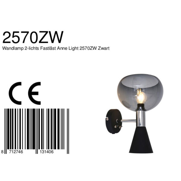 Retro zwarte kunststof metalen Anne Light & Home Fastlåst - Image 7
