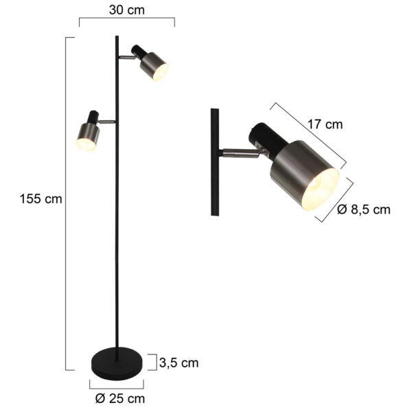 Tweelichts strakke vloerlamp Anne Light & Home Fjorgard - Image 7