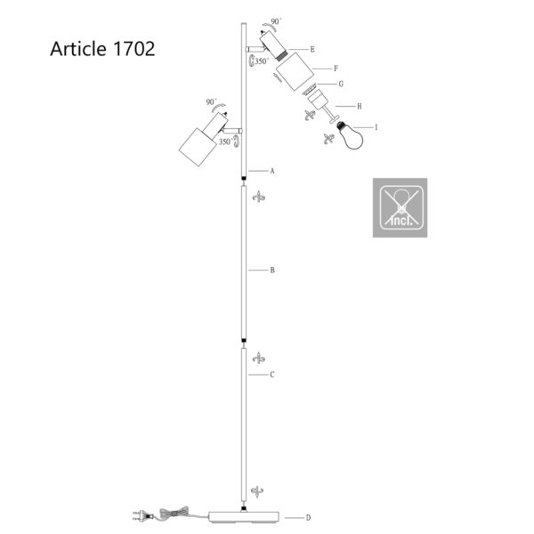 Tweelichts strakke vloerlamp Anne Light & Home Fjorgard - Image 9