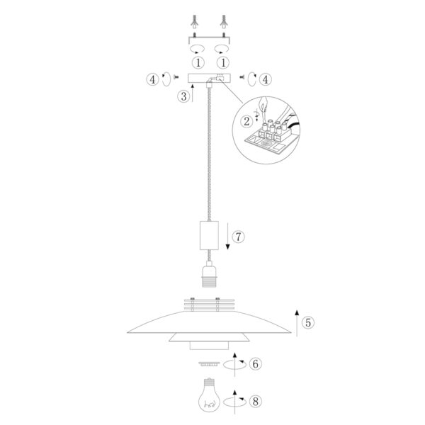 Anne Lighting flinter hanglamp - met schotels - E27 - in hoogte verstelbaar - Ø47 cm - zwart - Afbeelding 8