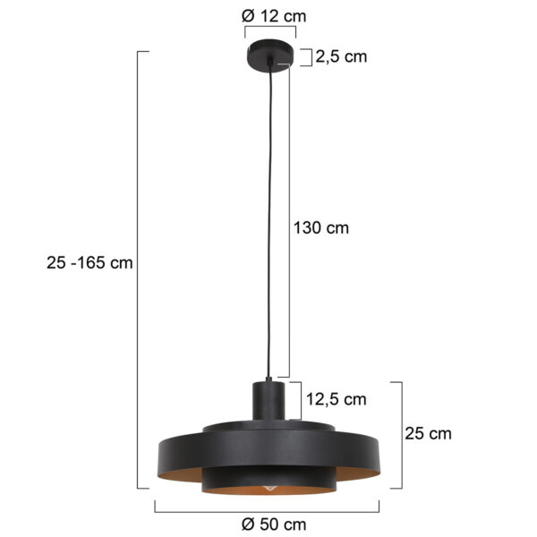Ronde retro hanglamp met ringen Anne Light & Home Flinter - Image 6