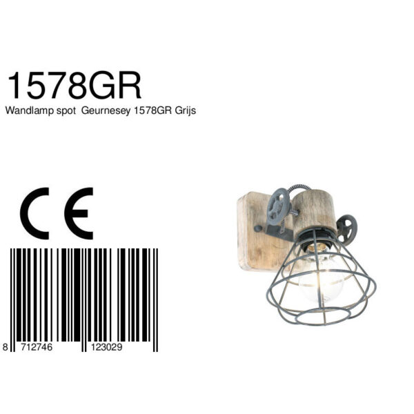 Industriele kooi wandlamp Anne Light & Home Guersey - Image 6