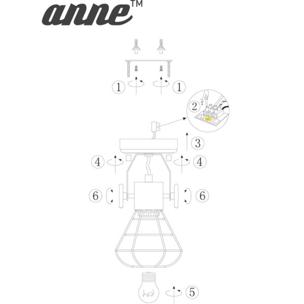 Industriele kooi wandlamp Anne Light & Home Guersey - Image 7