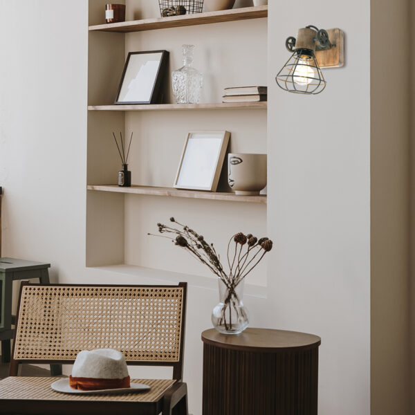 Wandlamp draad en hout Anne Light & Home Guersey - Image 2