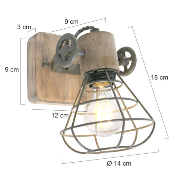 Wandlamp draad en hout Anne Light & Home Guersey - Image 6