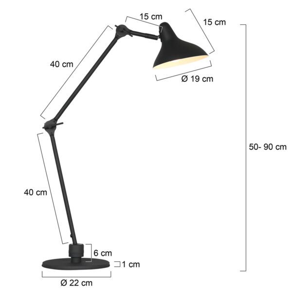 Verstelbare retro look bureaulamp Anne Light & Home Kasket - Image 6