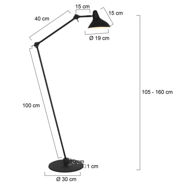 Verstelbare retro look vloerlamp Anne Light & Home Kasket - Image 6