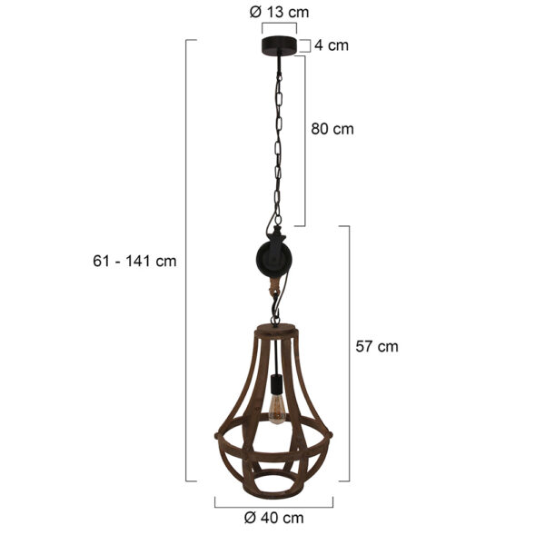 Houten katrol hanglamp Anne Light & Home Liberty bell - Image 7