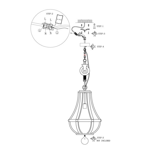 Houten katrol hanglamp Anne Light & Home Liberty bell - Image 9