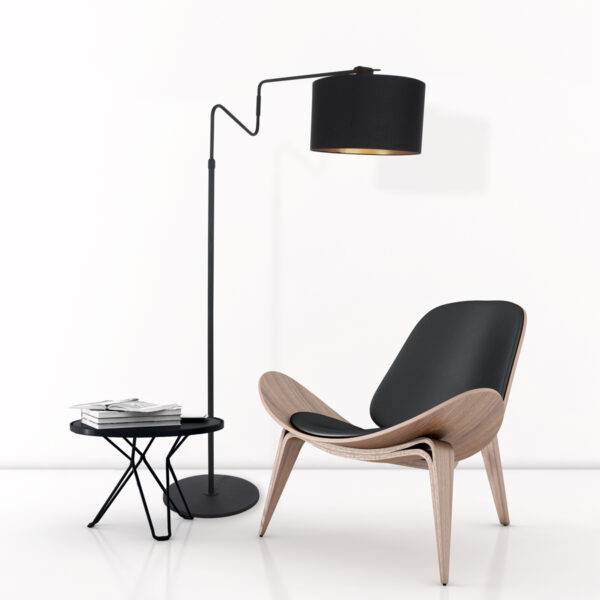 Anne Lighting Linstrøm schemerlamp - met kap - 155 cm hoog - draai- en kantelbaar - zwart - Afbeelding 2