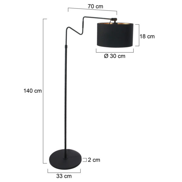 Anne Lighting Linstrøm schemerlamp - met kap - 155 cm hoog - draai- en kantelbaar - zwart - Afbeelding 7