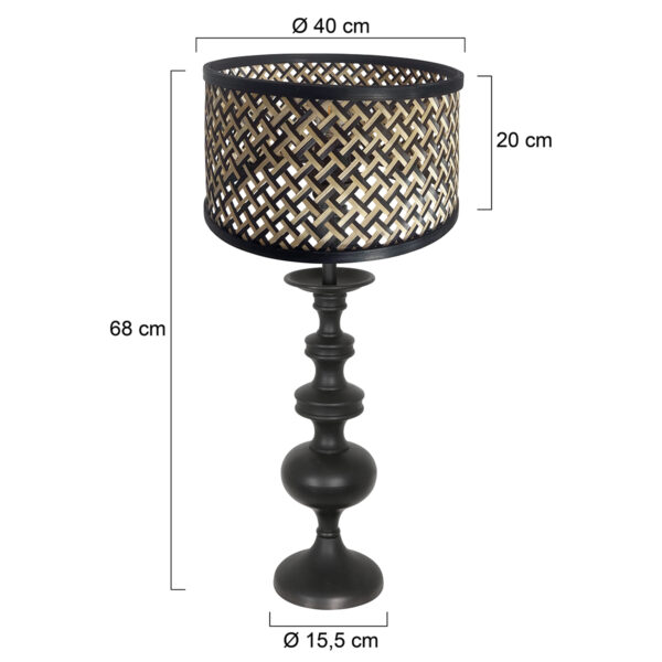 Zwarte tafellamp met rieten kap Anne Light & Home Lyons - Image 5
