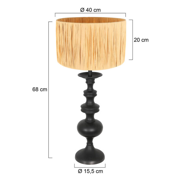 Hoge zwarte tafellamp met licht gele kap Anne Light & Home Lyons - Image 6