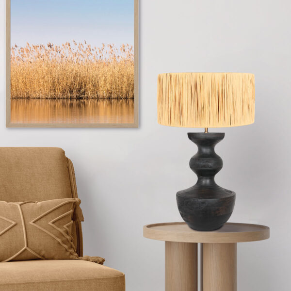 Zwarte tafellamp met licht gele kap Anne Light & Home Lyons - Image 2