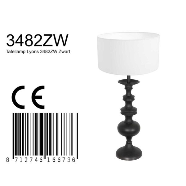 Landelijke zwarte tafellamp linnen kap Anne Light & Home Lyons - Image 6