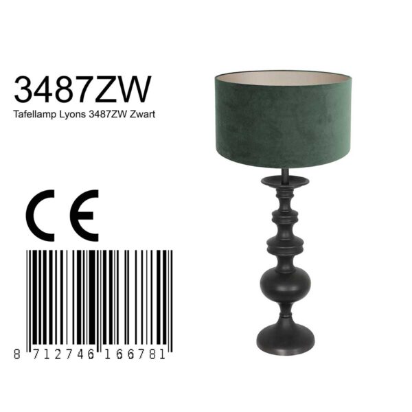 Schemertafellamp met groene velvet kap Anne Light & Home Lyons - Image 6