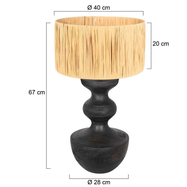 Zwarte tafellamp met licht gele kap Anne Light & Home Lyons - Image 6