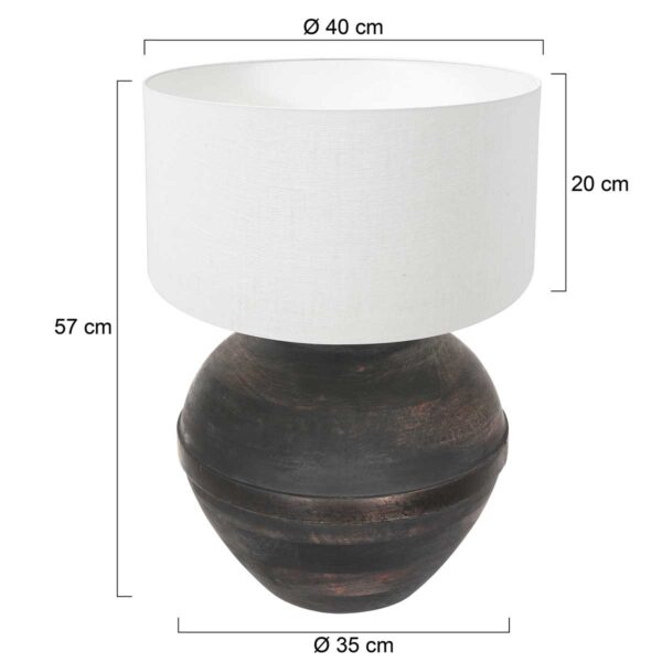 Bolvormige zwarte tafellamp hout/stof Anne Light & Home Lyons - Image 6